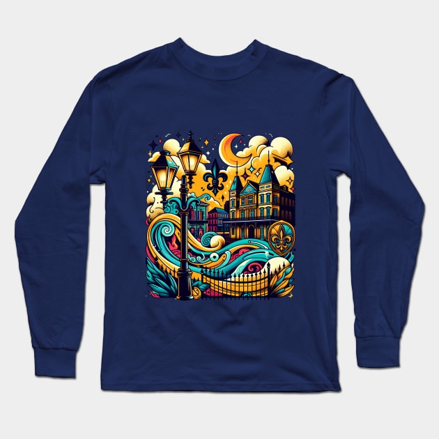 New Orleans Mardi Gras Long Sleeve T-Shirt by gentlemanjoan